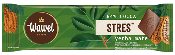 MINIczekolada STRES gorzka 64% cocoa z witaminami B6 i C oraz ekstraktem z Yerba Mate