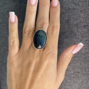 Nowość. regulowany pierścionek z labradorytem w super cenie