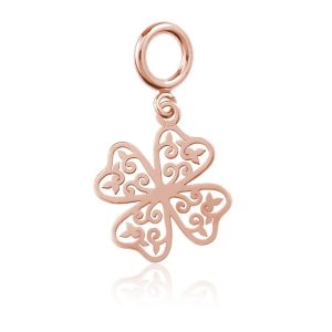 Nowość. zawieszka koniczynka ażurowa rose gold do bransoletek - super cena