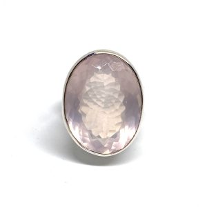 Nowość. pierścionek z różowym kwarcem w super cenie - rozmiary 17-19