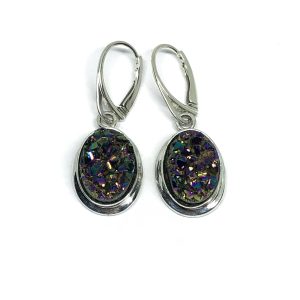 Nowość. agatowe kolczyki druza z tytanem w super cenie