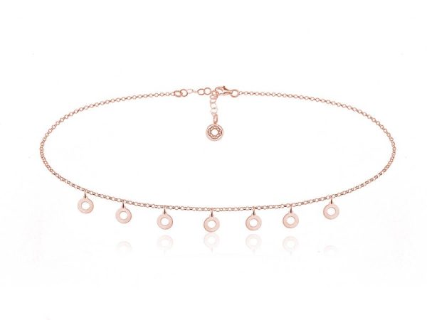 Naszyjnik Choker łańczuszek z Ringami - Rose Gold