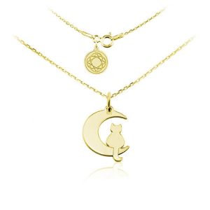 Nowość. srebrny naszyjnik kotek na księżycu 24k super cena