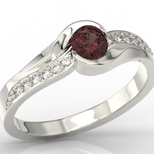 Nowość. pierścionek z białego złota z granatem w super cenie