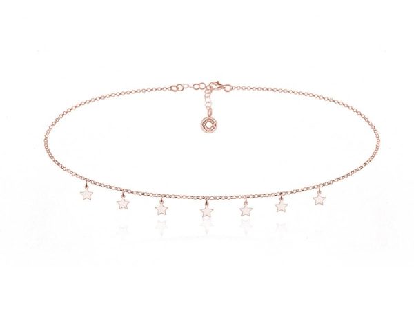 Naszyjnik Choker łańczuszek z gwiazdkami - Rose Gold