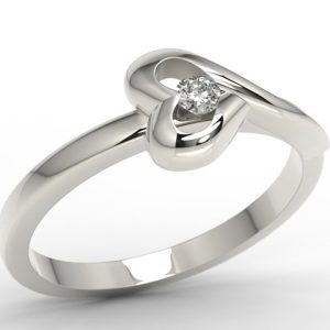 Nowość. pierścionek z białego złota z sercem i brylantem w super cenie