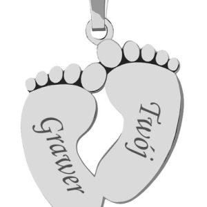 Nowość. srebrny wisior stópki z grawerem w super cenie