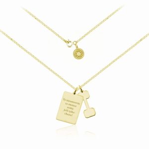 Nowość. srebrny naszyjnik medalion & hantel 24k gold w super cenie