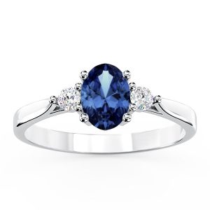 Nowość. pierścionek z białego złota z szafirem w super cenie