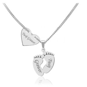 Nowość. srebrny naszyjnik idalia z grawerem stópki w super cenie