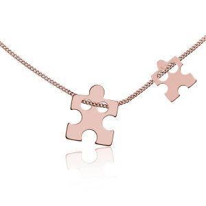 Nowość. srebrny naszyjnik dwa puzzle rose gold w super cenie