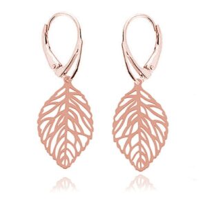 Nowość. srebrne kolczyki liście w odcieniu rose gold super cena