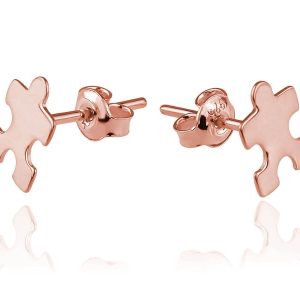 Nowość. Kolczyki puzzle rose gold srebrne w super cenie