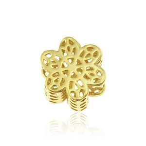 Nowy srebrny charms ażurowy kwiatuszek 24k złoto w super cenie