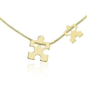Nowość. srebrny naszyjnik dwa puzzle 24k gold w super cenie