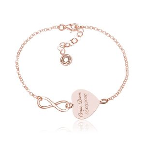 Nowość. srebrna bransoletka serce & nieskończoność rose gold w super cenie