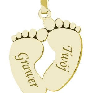 Nowość. złoty wisior stópki z grawerem w super cenie