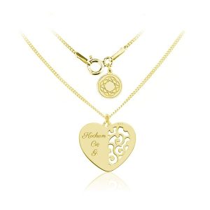 Nowość. naszyjnik julia – serce ażurowe 24k z grawerem w super cenie