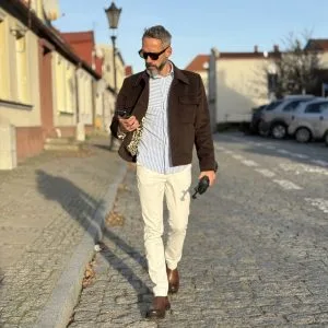 Nowość. brązowa kurtka męska z wełną na jesień i zimę w super cenie