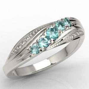 Nowość. wyjątkowy pierścionek z białego złota z topazami w super cenie