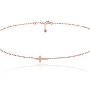 Nowość: srebrny naszyjnik 2mr z krzyżykiem rose gold w super cenie