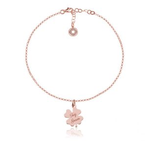 Nowość. bransoletka z koniczynką i grawerem rose gold w super cenie