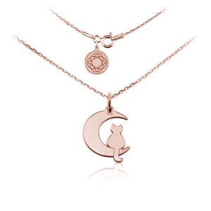 Nowość. srebrny naszyjnik kotek na księżycu rose gold w super cenie