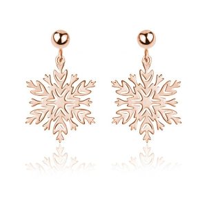 Nowość. srebrne kolczyki śnieżynki rose gold w super cenie