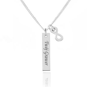 Nowość. srebrny naszyjnik infinity z grawerem w super cenie