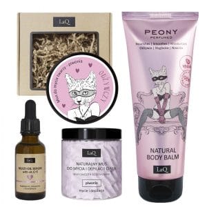 Nowość. super cena: piwoniowy zestaw kocica - serum + balsam + musy