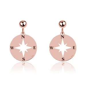 Kolczyki kompas róża wiatrów rose gold – nowość w super cenie