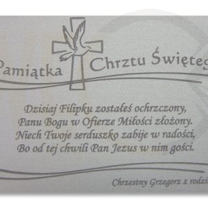 Blaszka na chrzest święty wzór spec-1m nowość super cena