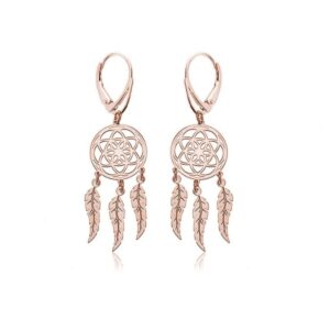 Nowość. srebrne kolczyki dreamcatcher rose gold w super cenie