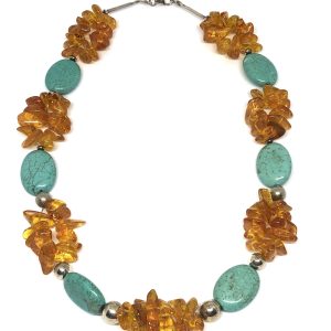 Naszyjnik z bursztynem i turkmenitem nowość w super cenie