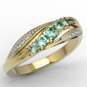 Nowość. złoty pierścionek z topazami i diamentami w super cenie