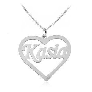 Nowość. srebrny naszyjnik z imieniem w sercu w super cenie