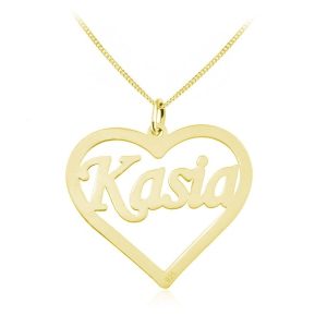 Nowość. srebrny naszyjnik z imieniem w sercu 24k w super cenie