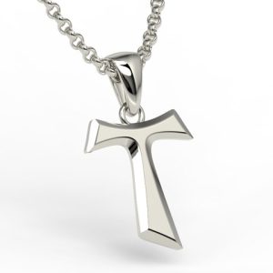 Nowość. krzyż tau z białego złota w super cenie