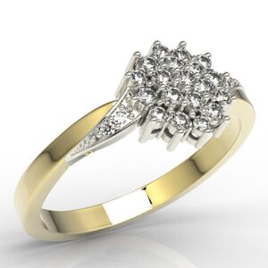 Nowość. piękny pierścionek z żółto-białego złota z brylantami w super cenie