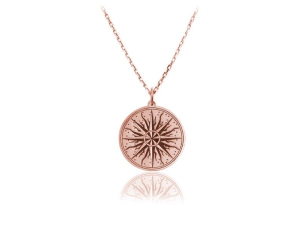 Naszyjnik Róża Wiatrów Słońce - rose gold