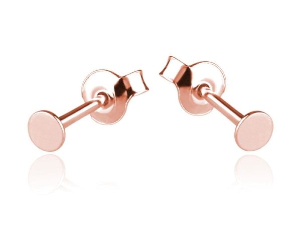 Srebrne kolczyki kółeczka - 3mm - rose gold