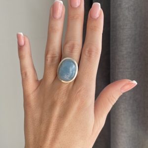 Nowość. Pierścionek z akwamarynem r.16/17 w super cenie