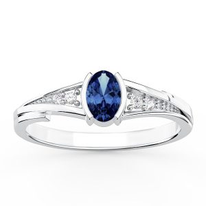 Nowość. złoty pierścionek z szafirem i diamentami w super cenie