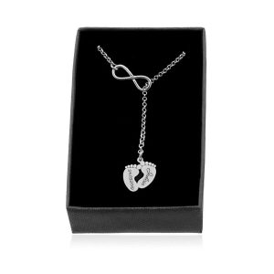 Nowość. srebrny naszyjnik nieskończoność ze stópkami w super cenie