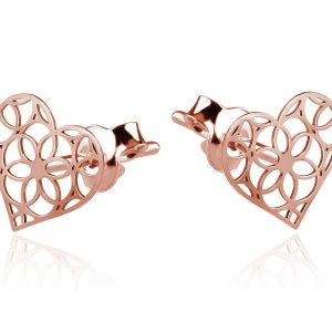 Nowość. kolczyki srebrne serca ażurowe rose gold w super cenie