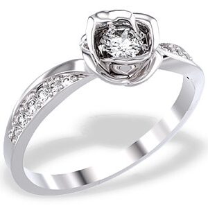 Nowość. pierścionek z białego złota róża z diamentami w super cenie