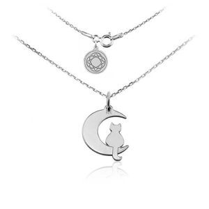 Nowość. srebrny naszyjnik kotek na księżycu w super cenie