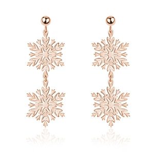 Nowość. srebrne kolczyki śnieżynki rose gold – hit w super cenie