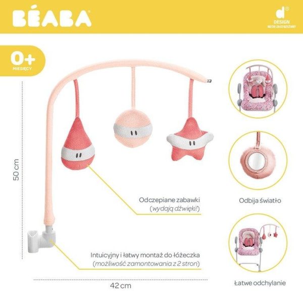 BEABA - Łuk z zabawkami - "Bouncer Up&Down" - różowy