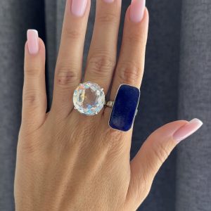 Nowość. pierścionek prostokątny z lapis lazuli w super cenie